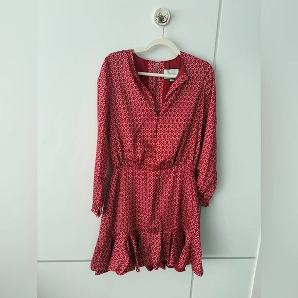 Alexis Red Patterned Long Sleeve Dress S - Picture 5 of 10